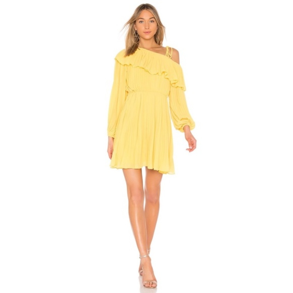 NWT Endless Rose Yellow Pleated One Shoulder Dress XS - Picture 8 of 8